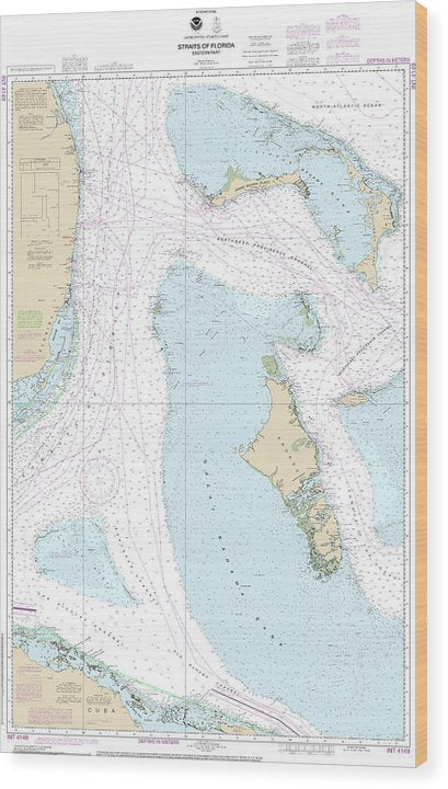 Nautical Chart-4149 Straits-Florida “ Eastern Part Wood Print