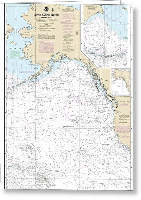 Nautical Chart-50 North Pacific Ocean (eastern Part) Bering Sea Continuation - Greeting Card