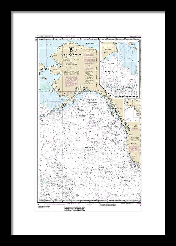 Nautical Chart-50 North Pacific Ocean (eastern Part) Bering Sea Continuation - Framed Print