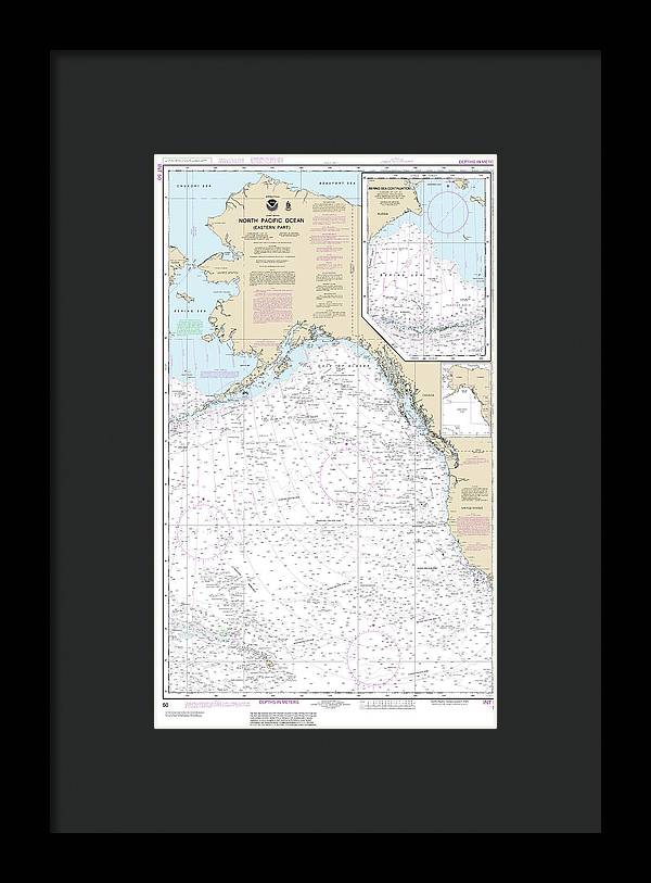 Nautical Chart-50 North Pacific Ocean (eastern Part) Bering Sea Continuation - Framed Print