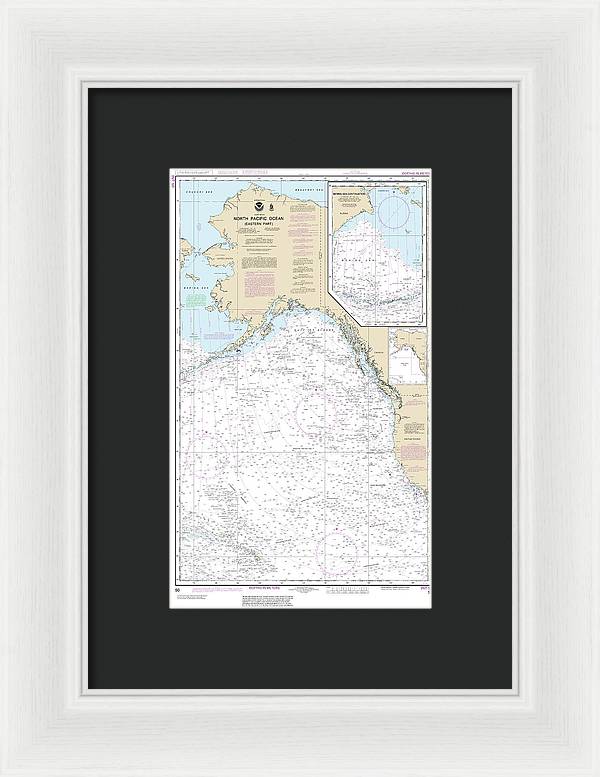 Nautical Chart-50 North Pacific Ocean (eastern Part) Bering Sea Continuation - Framed Print