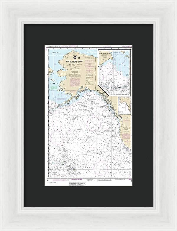 Nautical Chart-50 North Pacific Ocean (eastern Part) Bering Sea Continuation - Framed Print