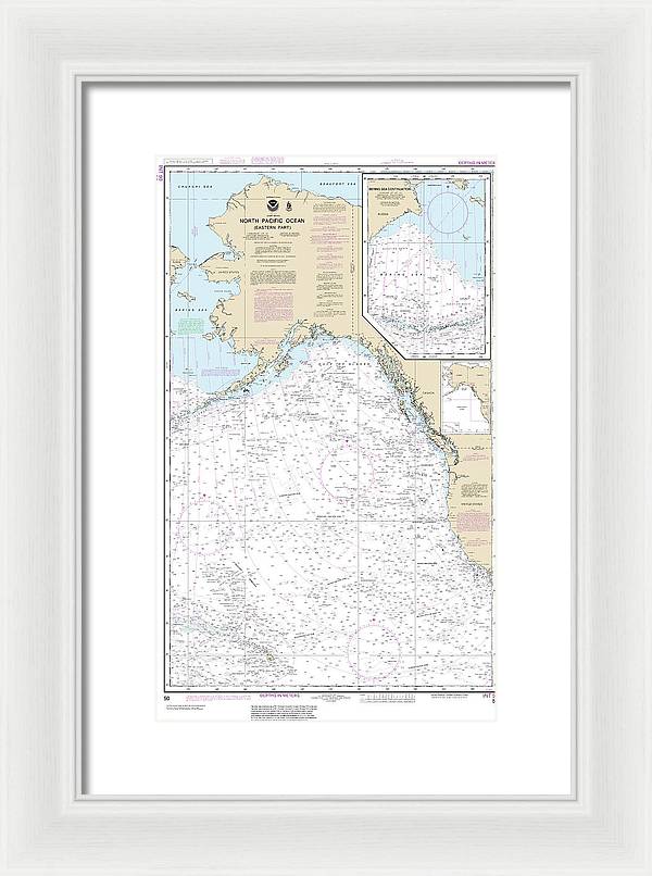 Nautical Chart-50 North Pacific Ocean (eastern Part) Bering Sea Continuation - Framed Print