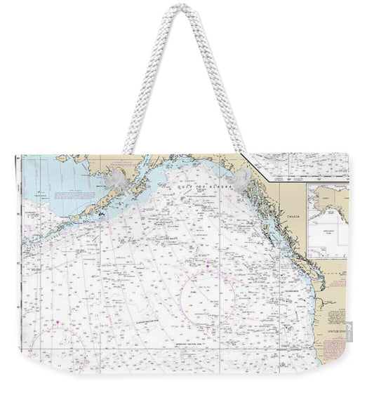 Nautical Chart-50 North Pacific Ocean (eastern Part) Bering Sea Continuation - Weekender Tote Bag
