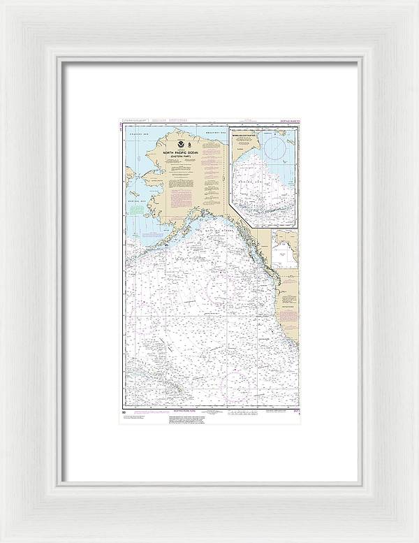 Nautical Chart-50 North Pacific Ocean (eastern Part) Bering Sea Continuation - Framed Print