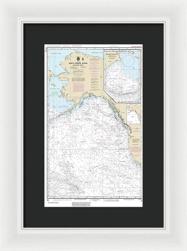 Nautical Chart-50 North Pacific Ocean (eastern Part) Bering Sea Continuation - Framed Print