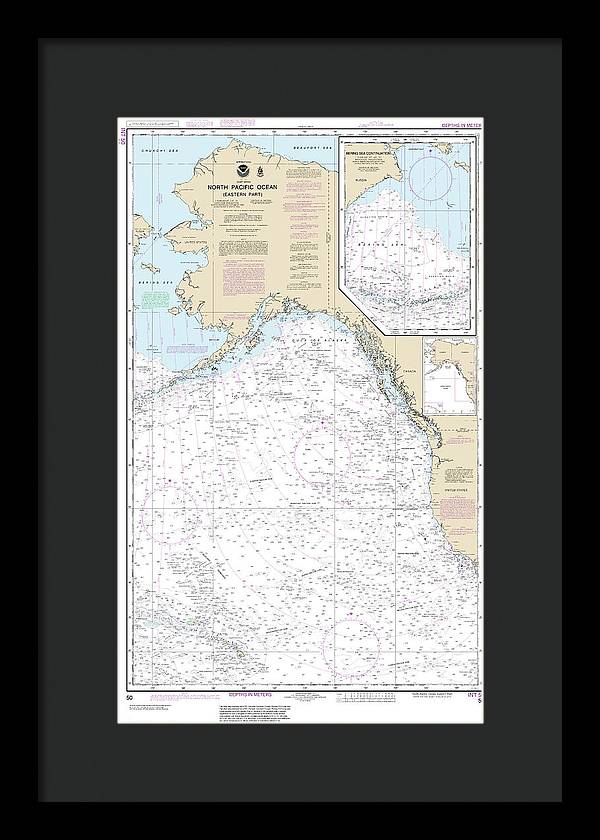 Nautical Chart-50 North Pacific Ocean (eastern Part) Bering Sea Continuation - Framed Print