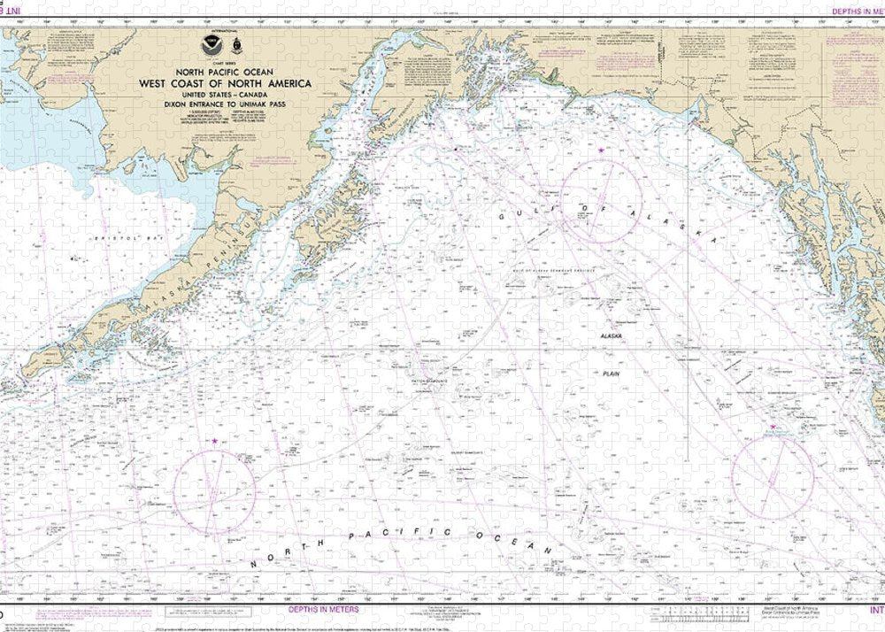Nautical Chart-500 West Coast-north America Dixon Ent-unimak Pass - Puzzle