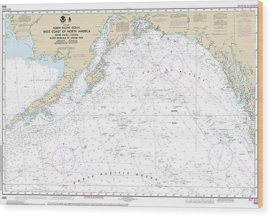 Nautical Chart-500 West Coast-North America Dixon Ent-Unimak Pass Wood Print