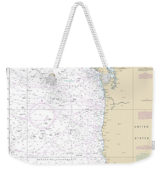 Nautical Chart-501 North Pacific Ocean West Coast-north America Mexican Border-dixon Entrance - Weekender Tote Bag