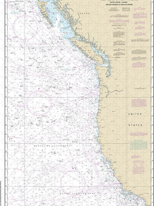 Nautical Chart 501 North Pacific Ocean West Coast North America Mexican Border Dixon Entrance Puzzle