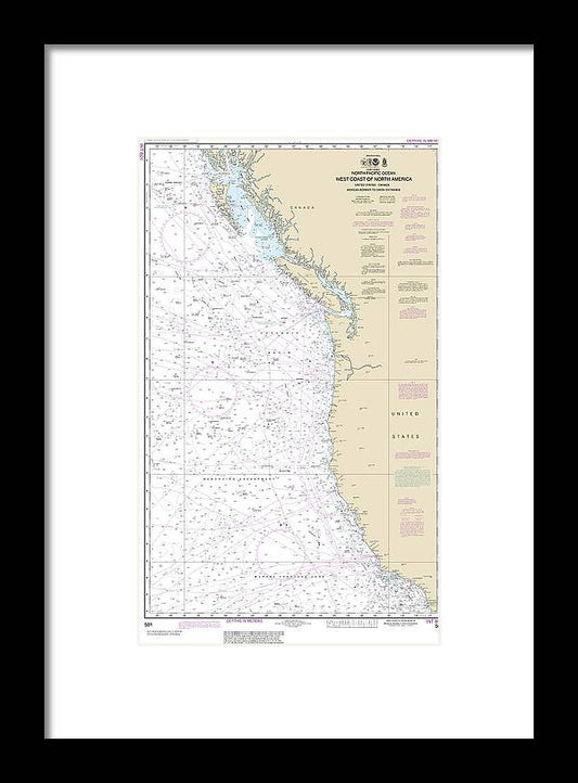 Nautical Chart-501 North Pacific Ocean West Coast-north America Mexican Border-dixon Entrance - Framed Print