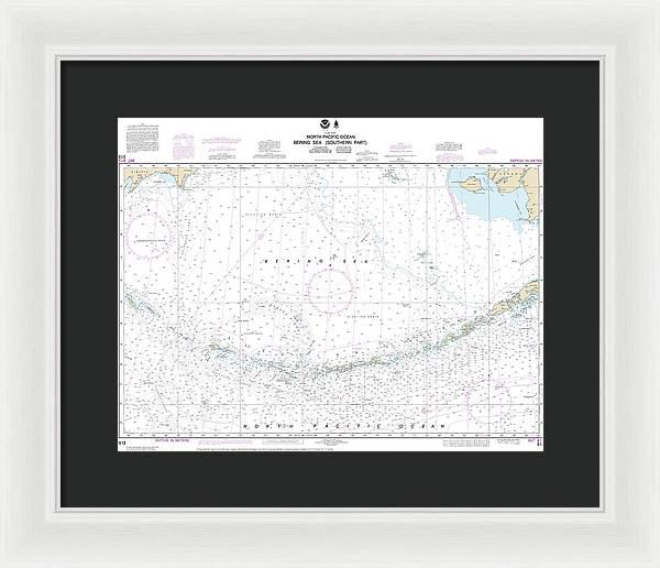Nautical Chart-513 Bering Sea Southern Part - Framed Print