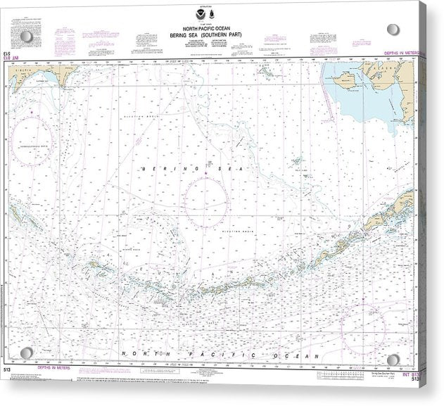 Nautical Chart-513 Bering Sea Southern Part - Acrylic Print