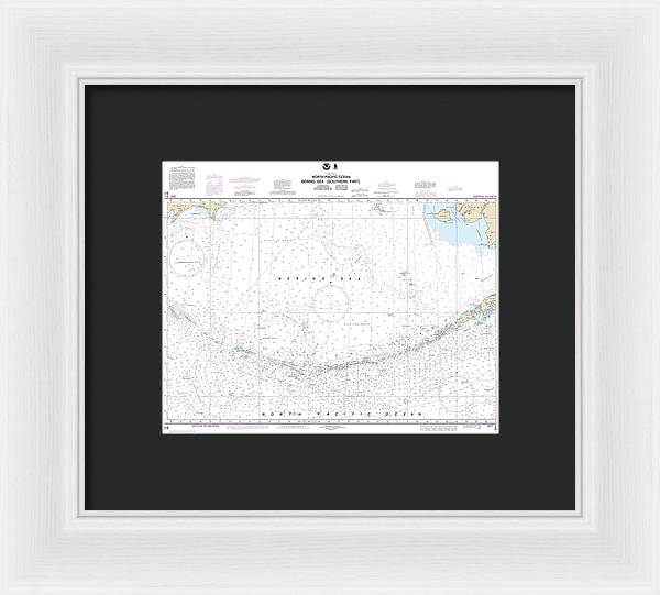 Nautical Chart-513 Bering Sea Southern Part - Framed Print