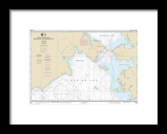 Nautical Chart-514 Bering Sea Northern Part - Framed Print