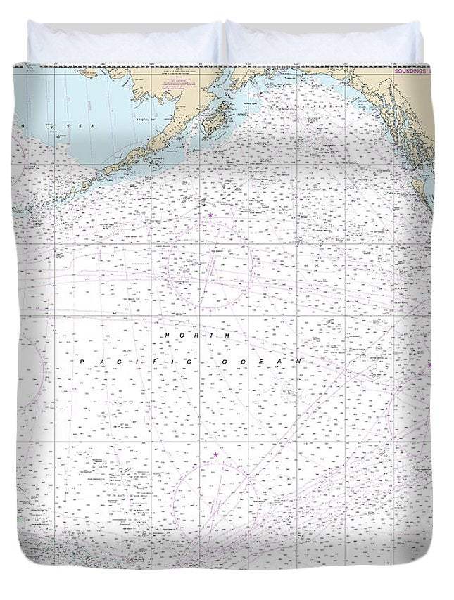 Nautical Chart-530 North America West Coast San Diego-aleutian Islands-hawaiian Islands - Duvet Cover
