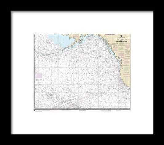 Nautical Chart-530 North America West Coast San Diego-aleutian Islands-hawaiian Islands - Framed Print