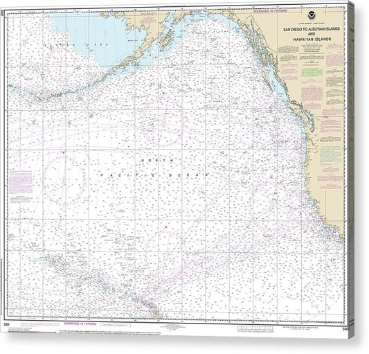 Nautical Chart-530 North America West Coast San Diego-Aleutian Islands-Hawaiian Islands  Acrylic Print