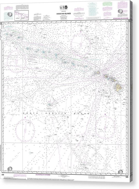 Nautical Chart-540 Hawaiian Islands - Acrylic Print
