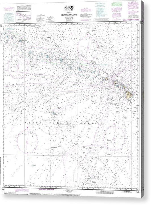 Nautical Chart-540 Hawaiian Islands  Acrylic Print
