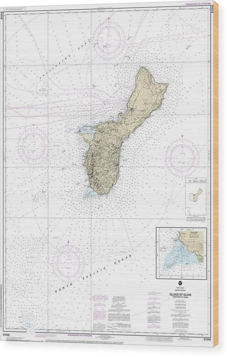 Nautical Chart-81048 Mariana Islands Island-Guam Territory-Guam, Cocos Lagoon Wood Print