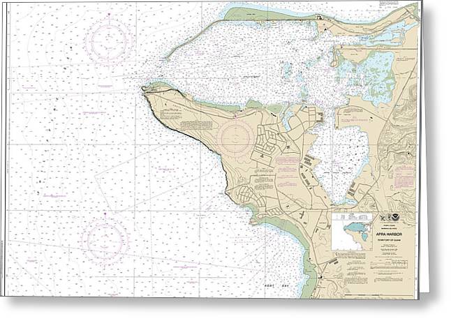 Nautical Chart-81054 Mariana Islands Apra Harbor, Guam - Greeting Card