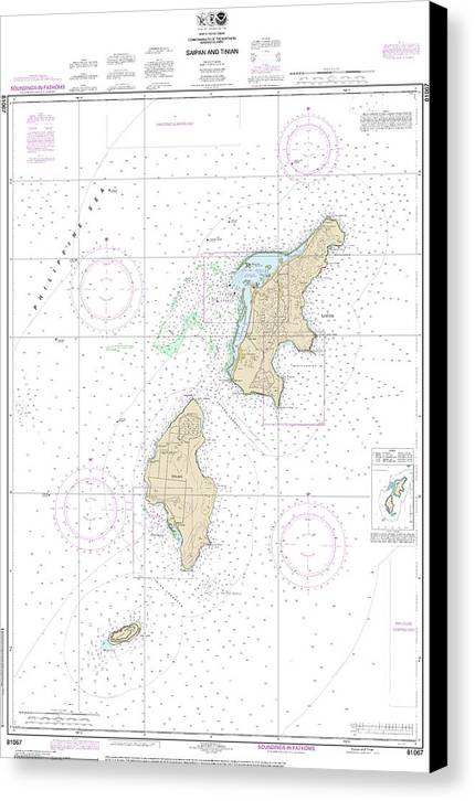 Nautical Chart-81067 Commonwealth-the Northern Mariana Islands Saipan-tinian - Canvas Print