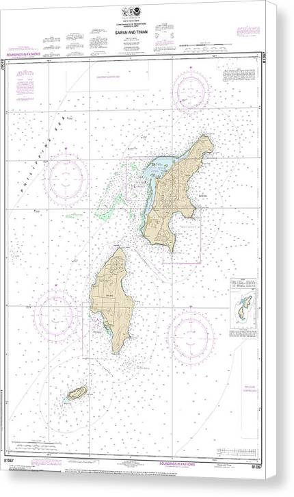 Nautical Chart-81067 Commonwealth-the Northern Mariana Islands Saipan-tinian - Canvas Print