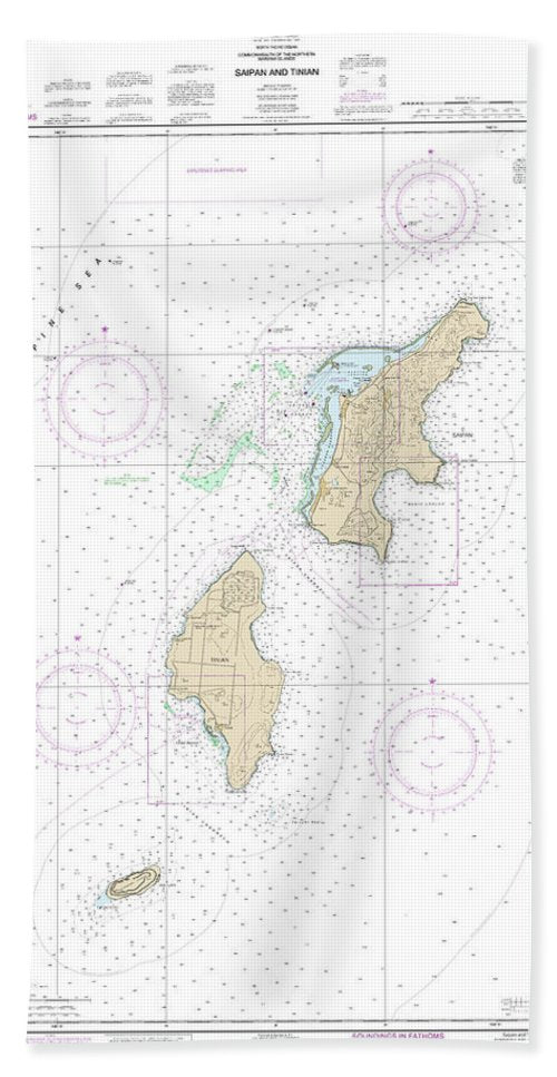 Nautical Chart 81067 Commonwealth The Northern Mariana Islands Saipan Tinian Bath Towel