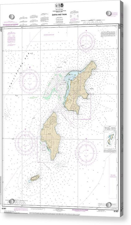 Nautical Chart-81067 Commonwealth-the Northern Mariana Islands Saipan-tinian - Acrylic Print