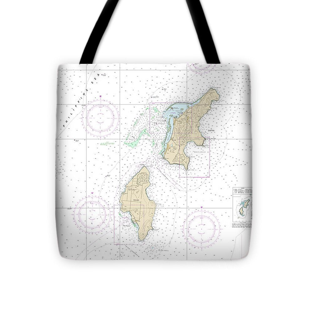 Nautical Chart-81067 Commonwealth-the Northern Mariana Islands Saipan-tinian - Tote Bag