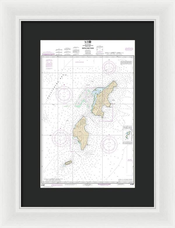 Nautical Chart-81067 Commonwealth-the Northern Mariana Islands Saipan-tinian - Framed Print