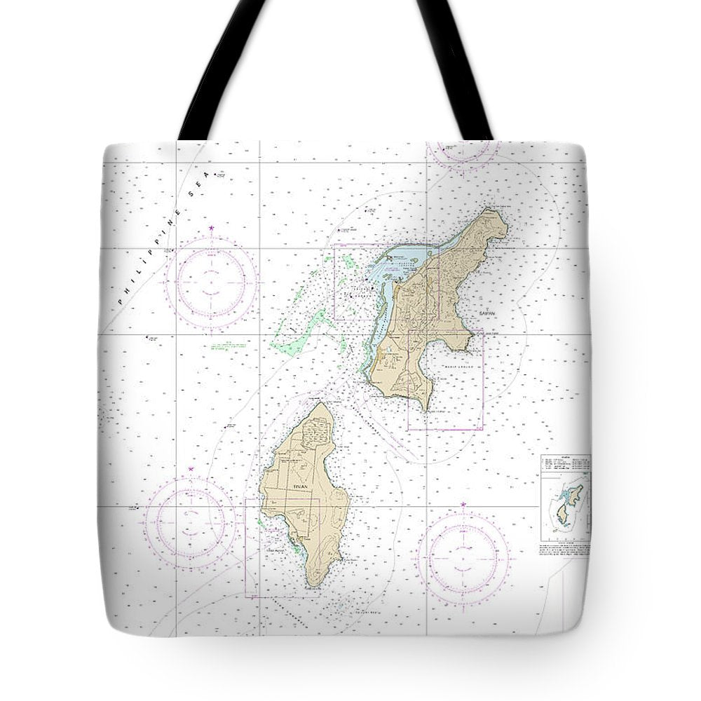 Nautical Chart-81067 Commonwealth-the Northern Mariana Islands Saipan-tinian - Tote Bag