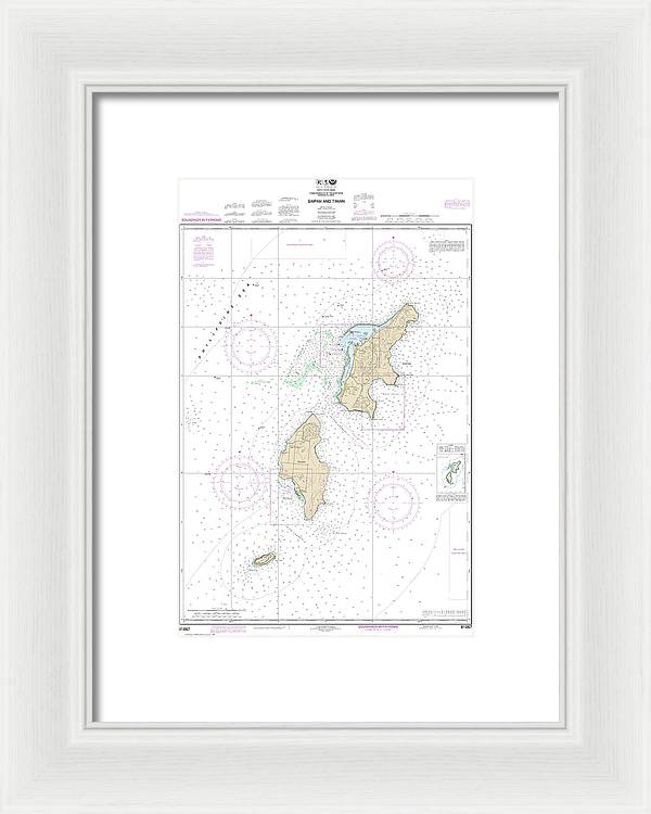 Nautical Chart-81067 Commonwealth-the Northern Mariana Islands Saipan-tinian - Framed Print