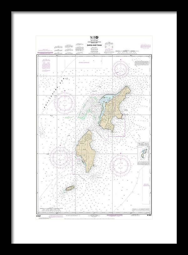 Nautical Chart-81067 Commonwealth-the Northern Mariana Islands Saipan-tinian - Framed Print