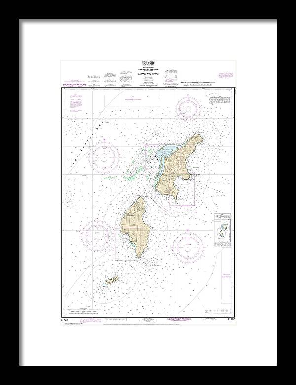 Nautical Chart-81067 Commonwealth-the Northern Mariana Islands Saipan-tinian - Framed Print