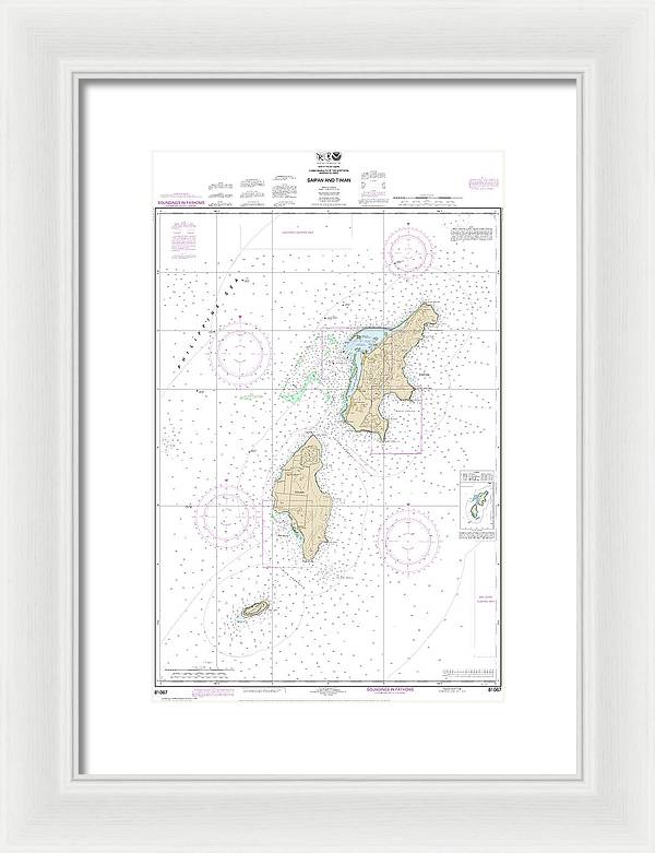 Nautical Chart-81067 Commonwealth-the Northern Mariana Islands Saipan-tinian - Framed Print