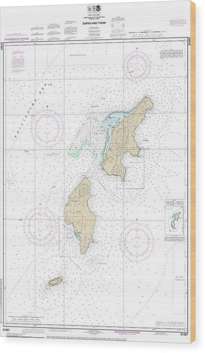 Nautical Chart-81067 Commonwealth-The Northern Mariana Islands Saipan-Tinian Wood Print