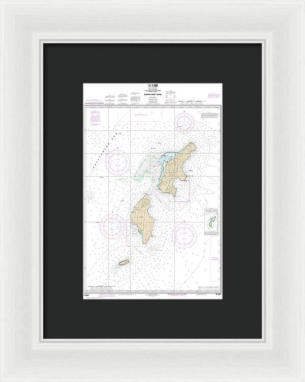 Nautical Chart-81067 Commonwealth-the Northern Mariana Islands Saipan-tinian - Framed Print