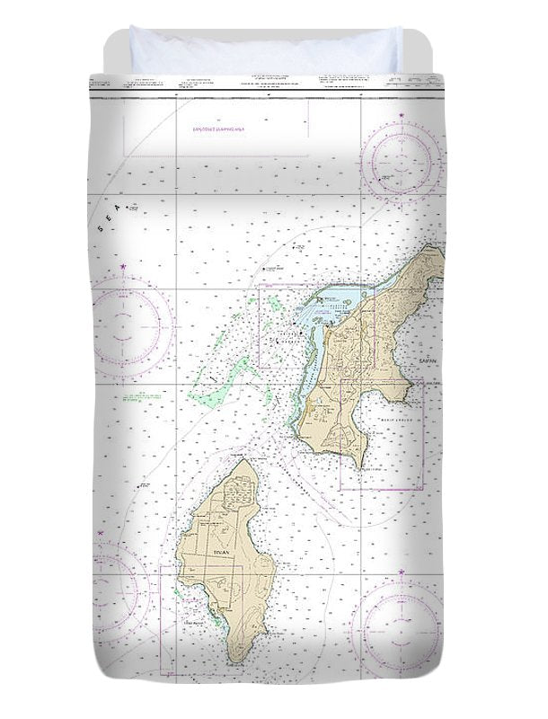 Nautical Chart-81067 Commonwealth-the Northern Mariana Islands Saipan-tinian - Duvet Cover