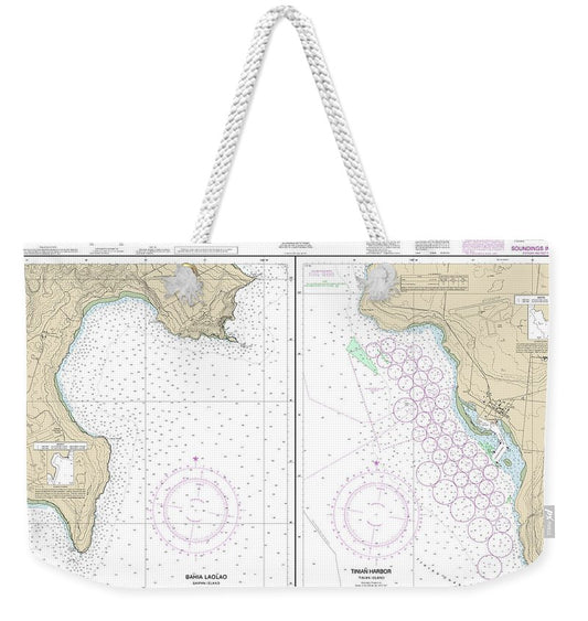 Nautical Chart-81071 Commonwealth-the Northern Mariana Islands Bahia Laolao, Saipan Island-tinian Harbor, Tinian Island - Weekender Tote Bag
