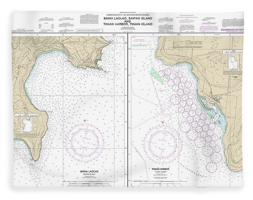 Nautical Chart-81071 Commonwealth-the Northern Mariana Islands Bahia Laolao, Saipan Island-tinian Harbor, Tinian Island - Blanket