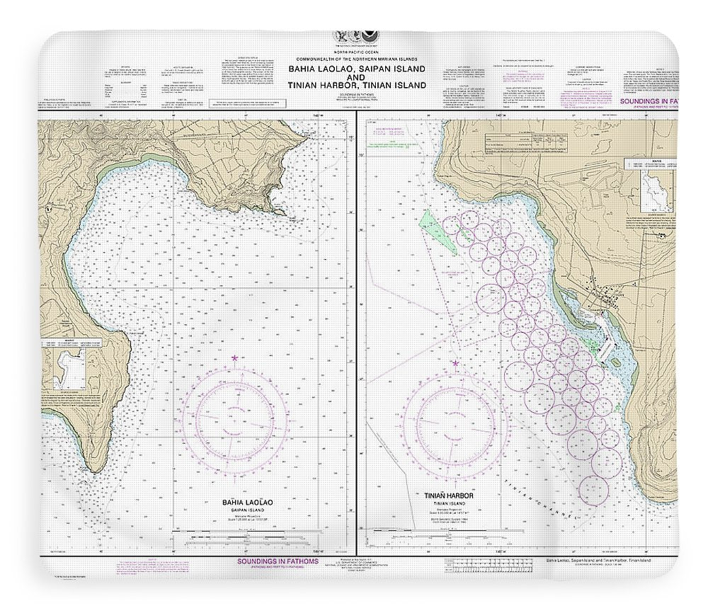 Nautical Chart-81071 Commonwealth-the Northern Mariana Islands Bahia Laolao, Saipan Island-tinian Harbor, Tinian Island - Blanket