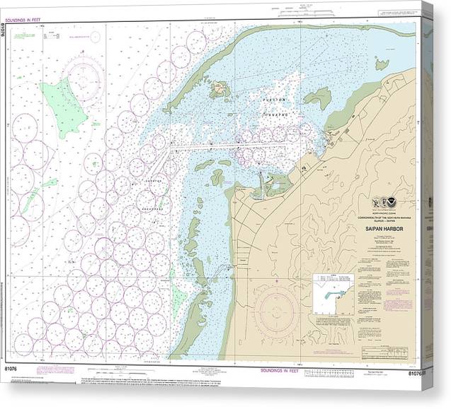 Nautical Chart-81076 Commonwealth-The Northern Mariana Islands Saipan Harbor Canvas Print