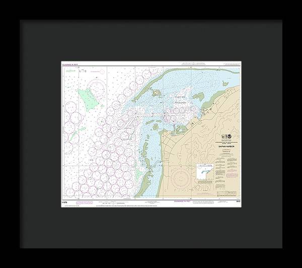 Nautical Chart-81076 Commonwealth-the Northern Mariana Islands Saipan Harbor - Framed Print