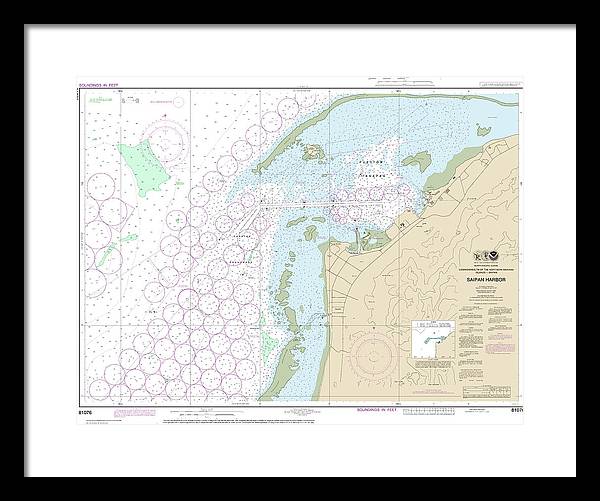 Nautical Chart-81076 Commonwealth-the Northern Mariana Islands Saipan Harbor - Framed Print