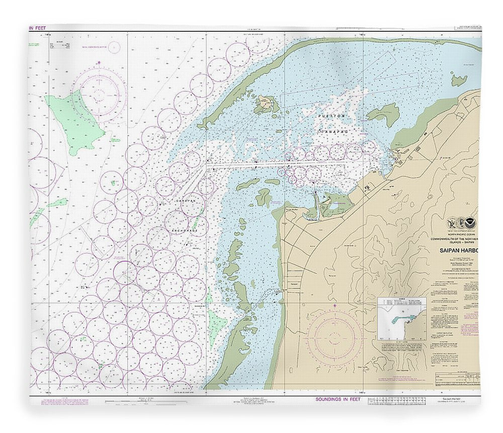 Nautical Chart 81076 Commonwealth The Northern Mariana Islands Saipan Harbor Blanket