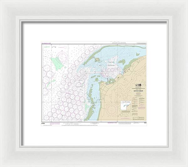 Nautical Chart-81076 Commonwealth-the Northern Mariana Islands Saipan Harbor - Framed Print