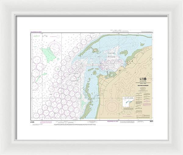 Nautical Chart-81076 Commonwealth-the Northern Mariana Islands Saipan Harbor - Framed Print